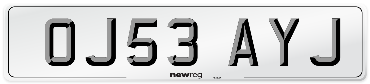 OJ53 AYJ Number Plate from New Reg